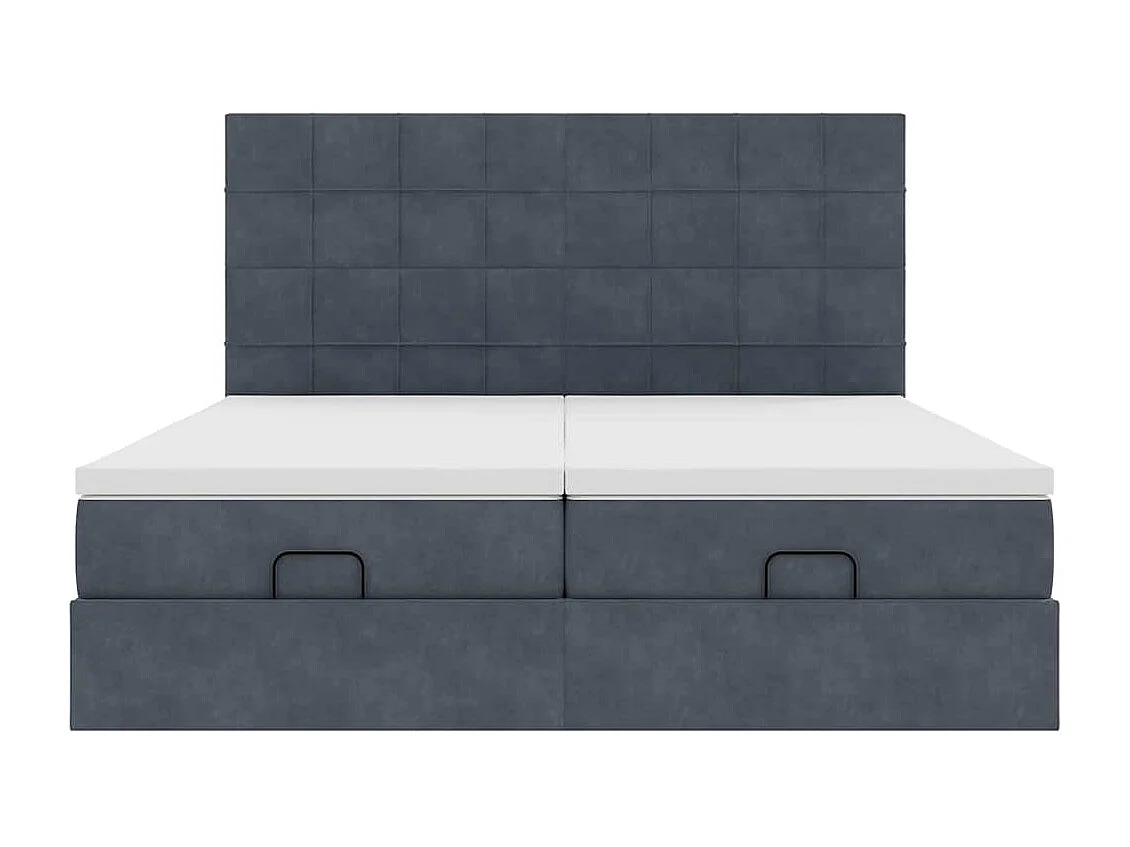 Ottoman-Bett mit Matratzen & LEDs Dunkelgrau 160x200 cm Samt