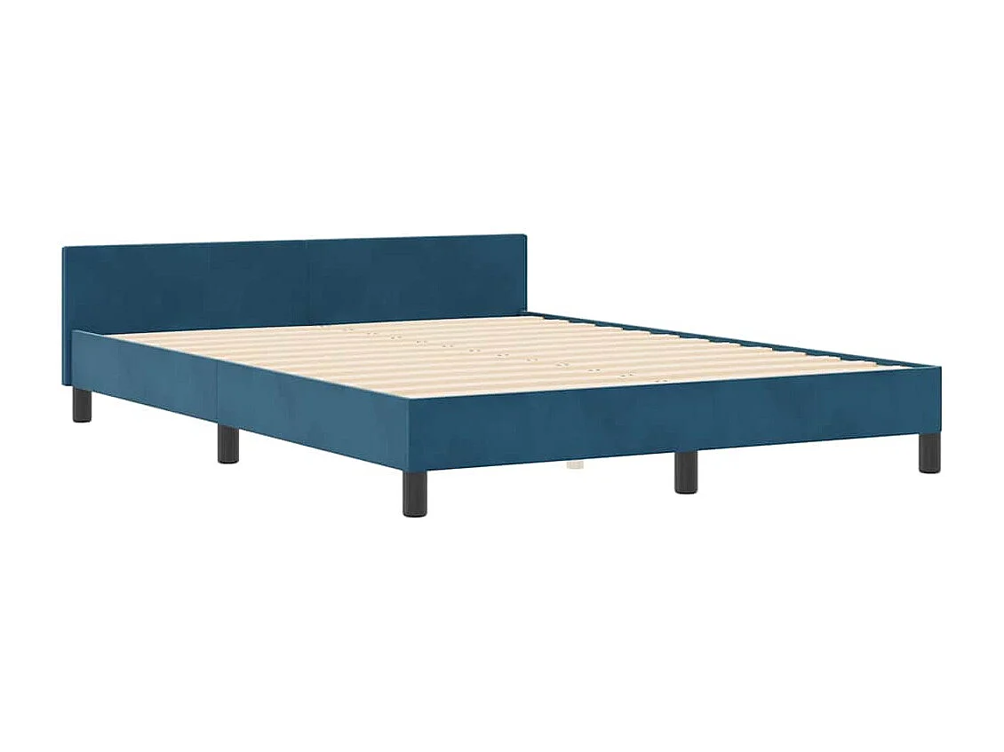 Cama tipo Box Spring Azul Oscuro 160 x 200 cm Terciopelo