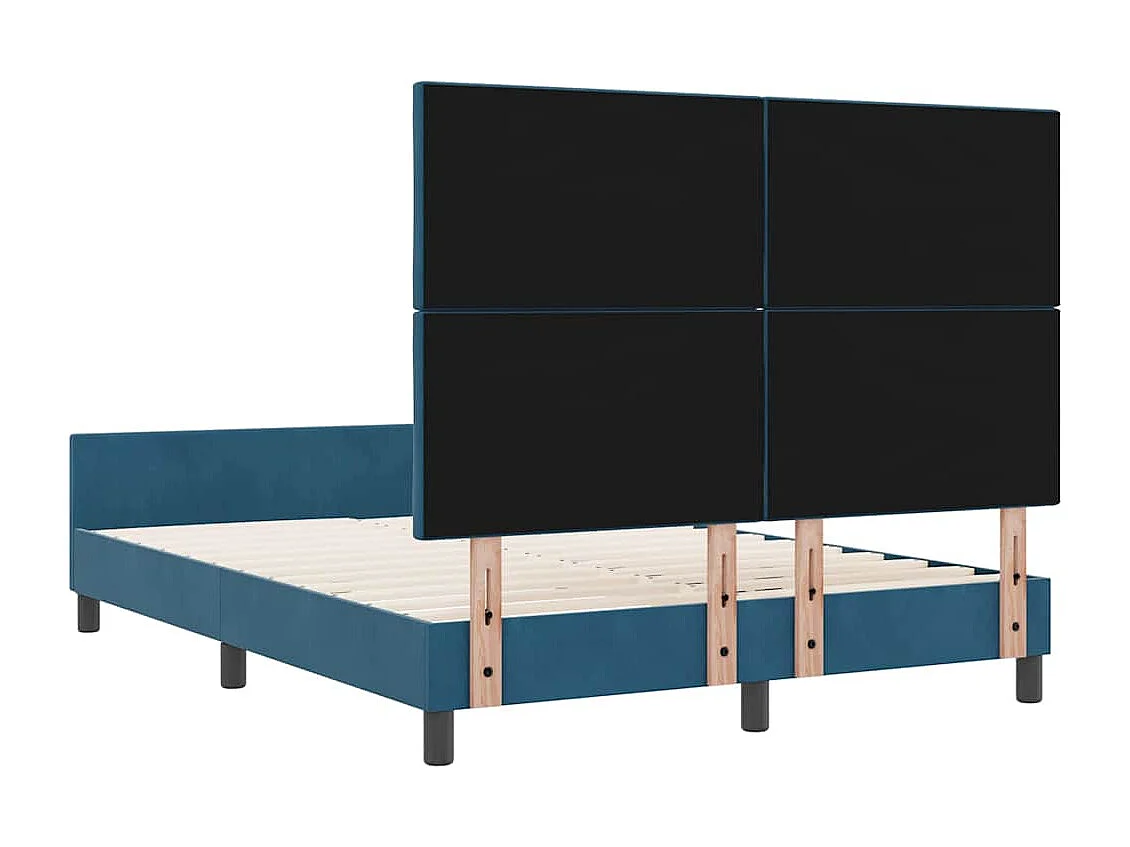 Cama tipo Box Spring Azul Oscuro 160 x 200 cm Terciopelo