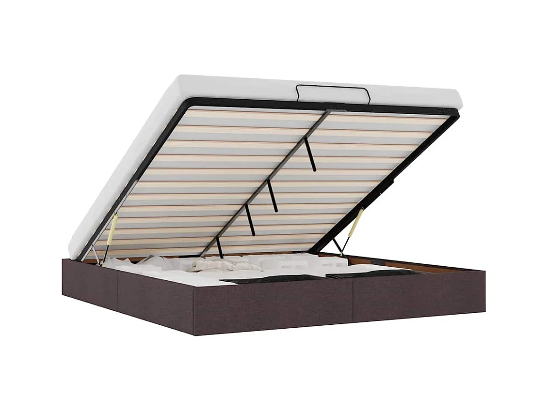 Cadre de lit ottoman sans matelas marron foncé 180x200 cm tissu