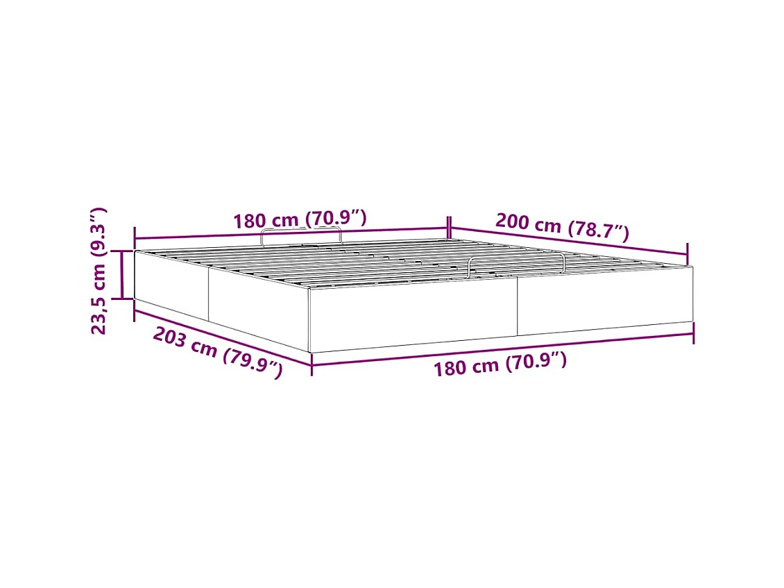 Cadre de lit ottoman sans matelas marron foncé 180x200 cm tissu