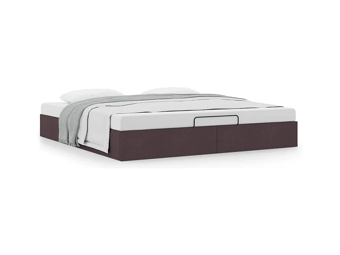 Cadre de lit ottoman sans matelas marron foncé 180x200 cm tissu