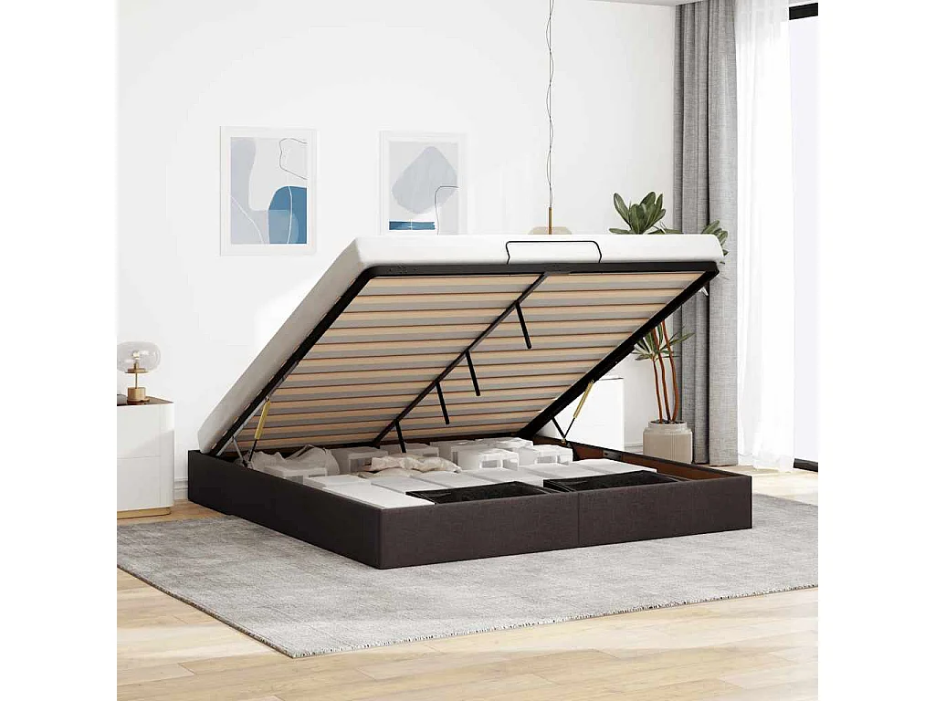 Estructura cama otomana sin colchón marrón oscuro 180x200cm