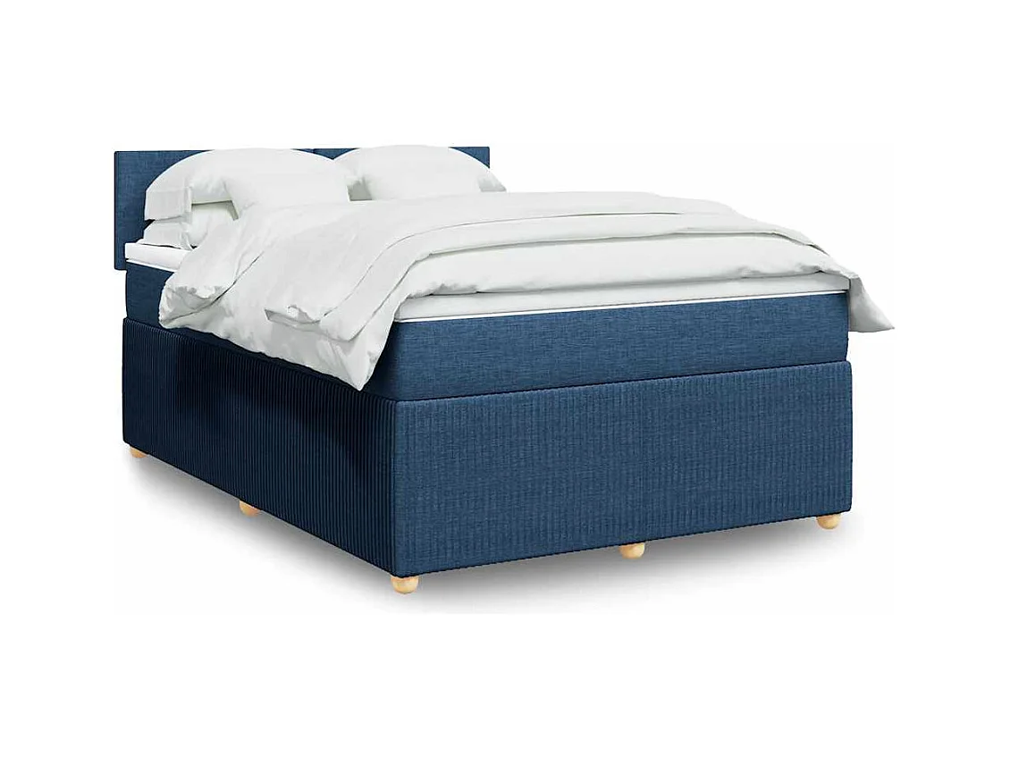 Boxspringbett mit Matratze Blau 140x190 cm Stoff