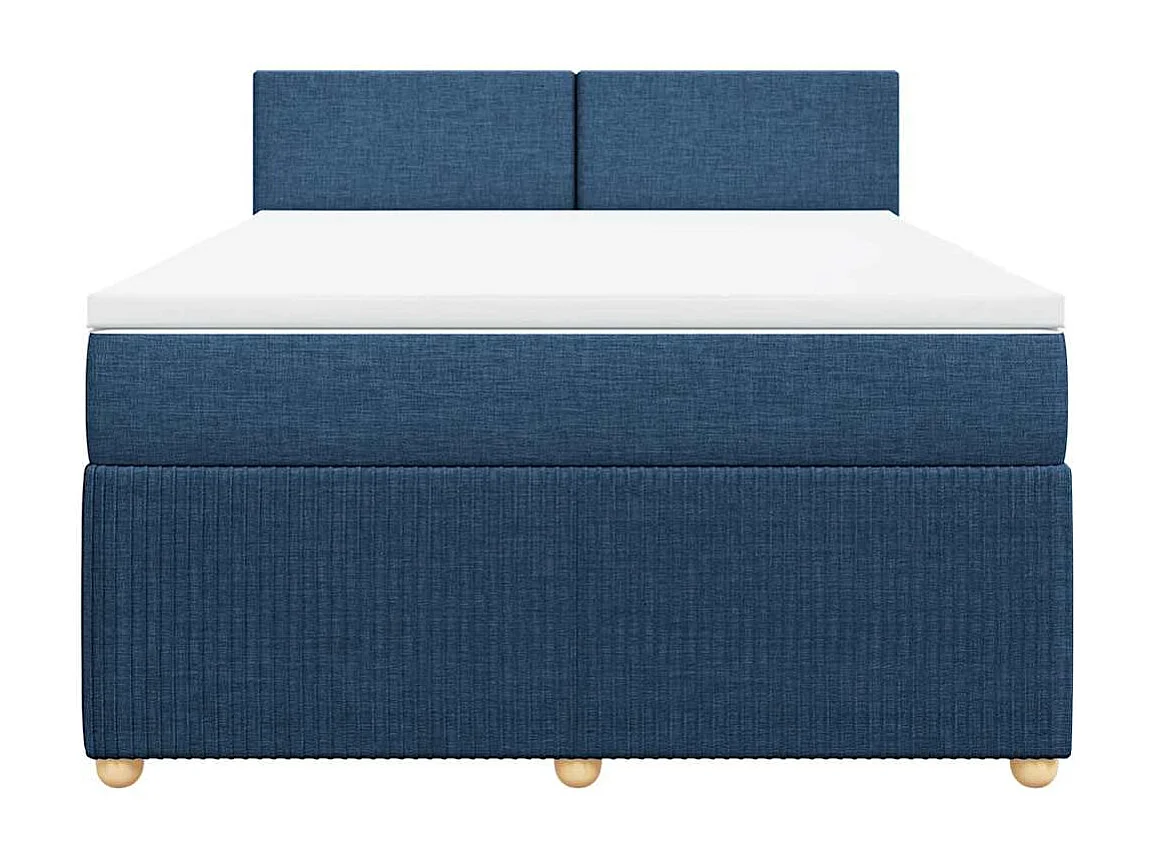 Boxspringbett mit Matratze Blau 140x190 cm Stoff