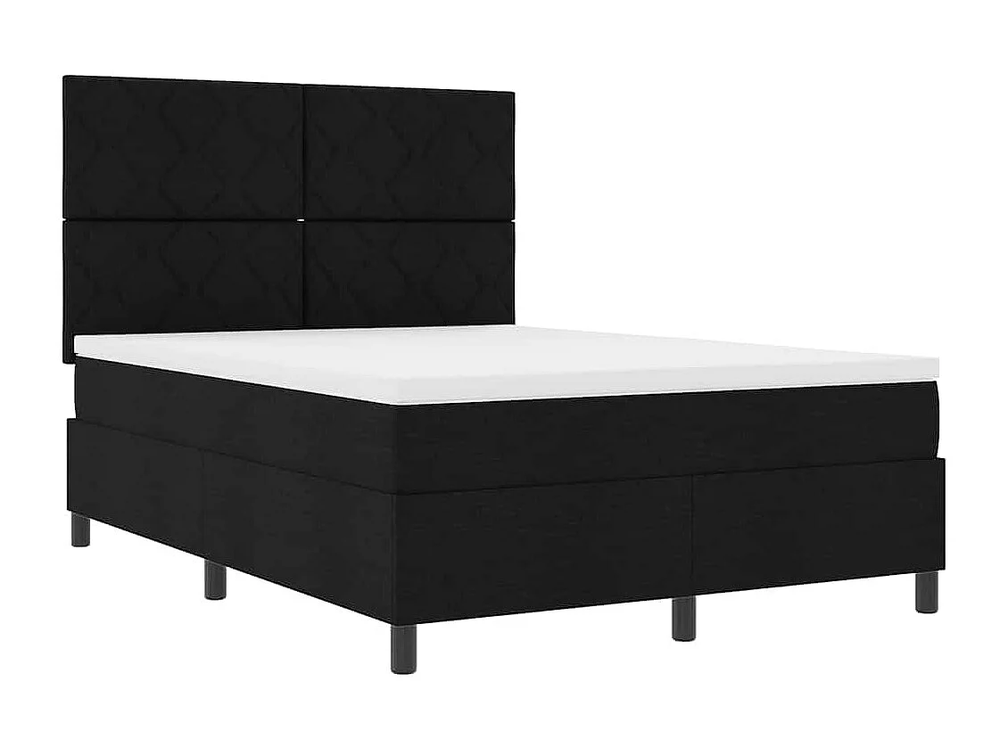 Lit à ressorts avec matelas Noir 140 x 200 cm tissu