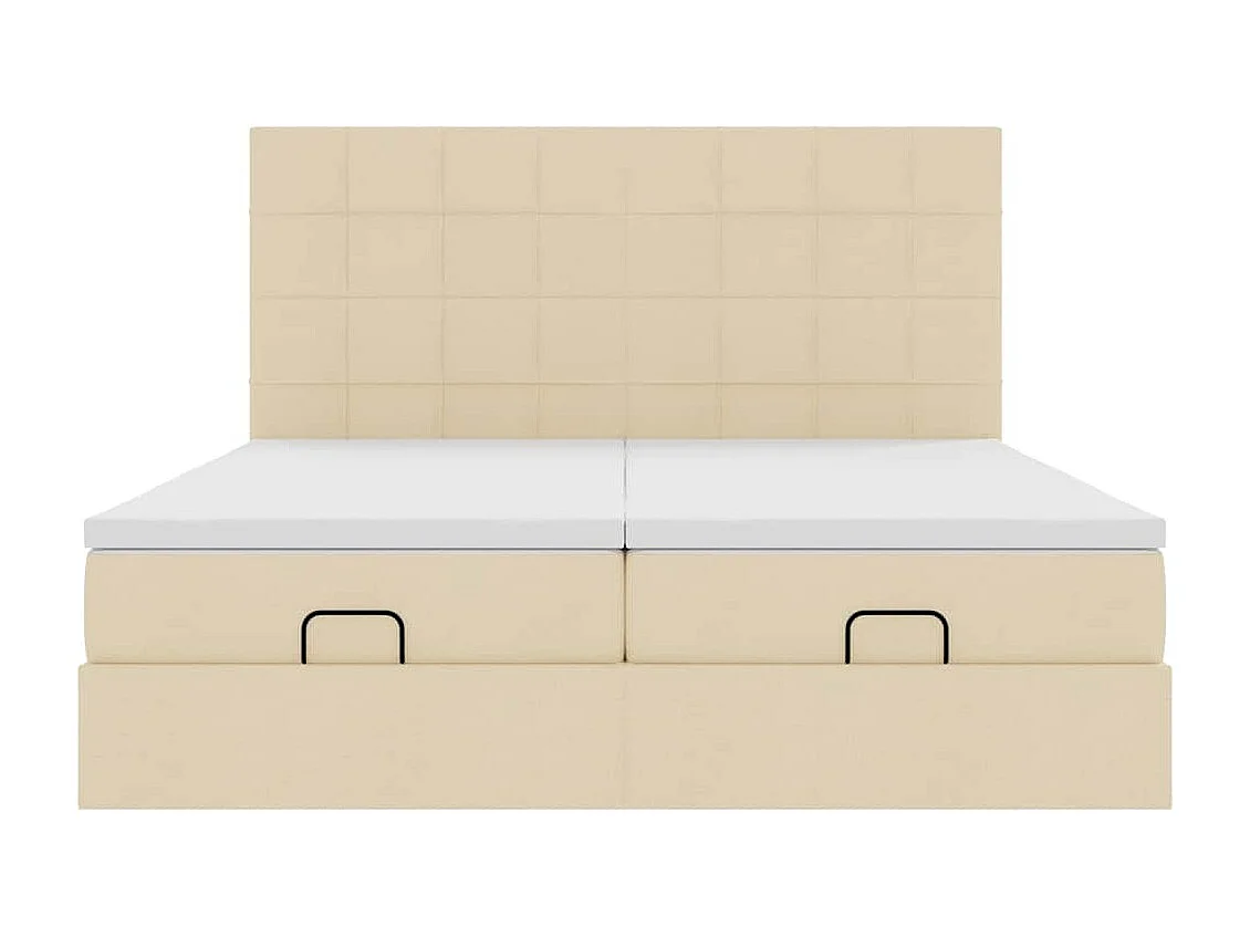 Cadre de lit ottoman avec matelas crème 180x200 cm tissu