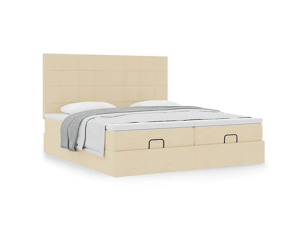 Estrutura de cama otomana com colchões tecido creme 180x200cm