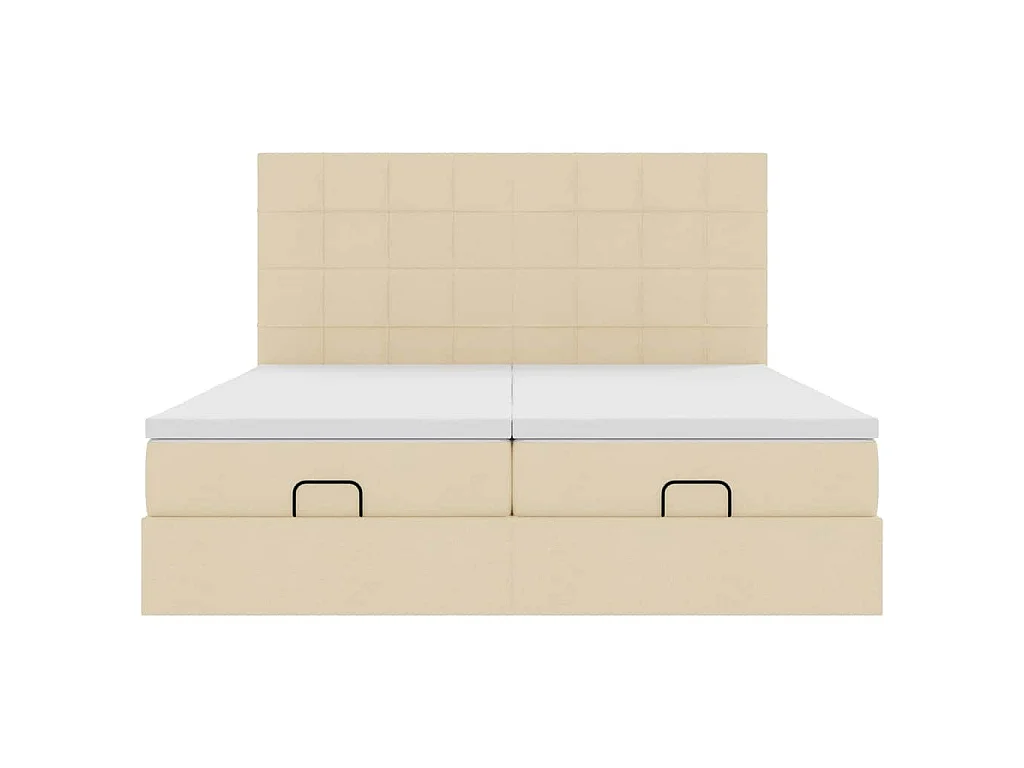 Estrutura de cama otomana com colchões tecido creme 180x200cm