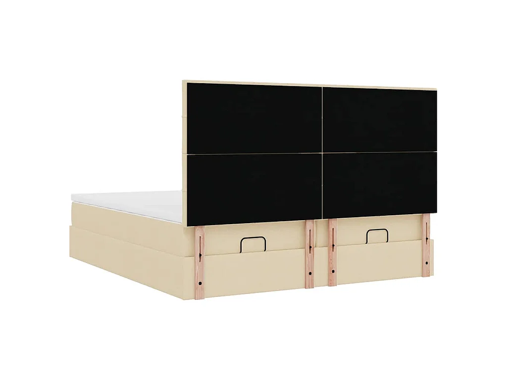 Estrutura de cama otomana com colchões tecido creme 180x200cm
