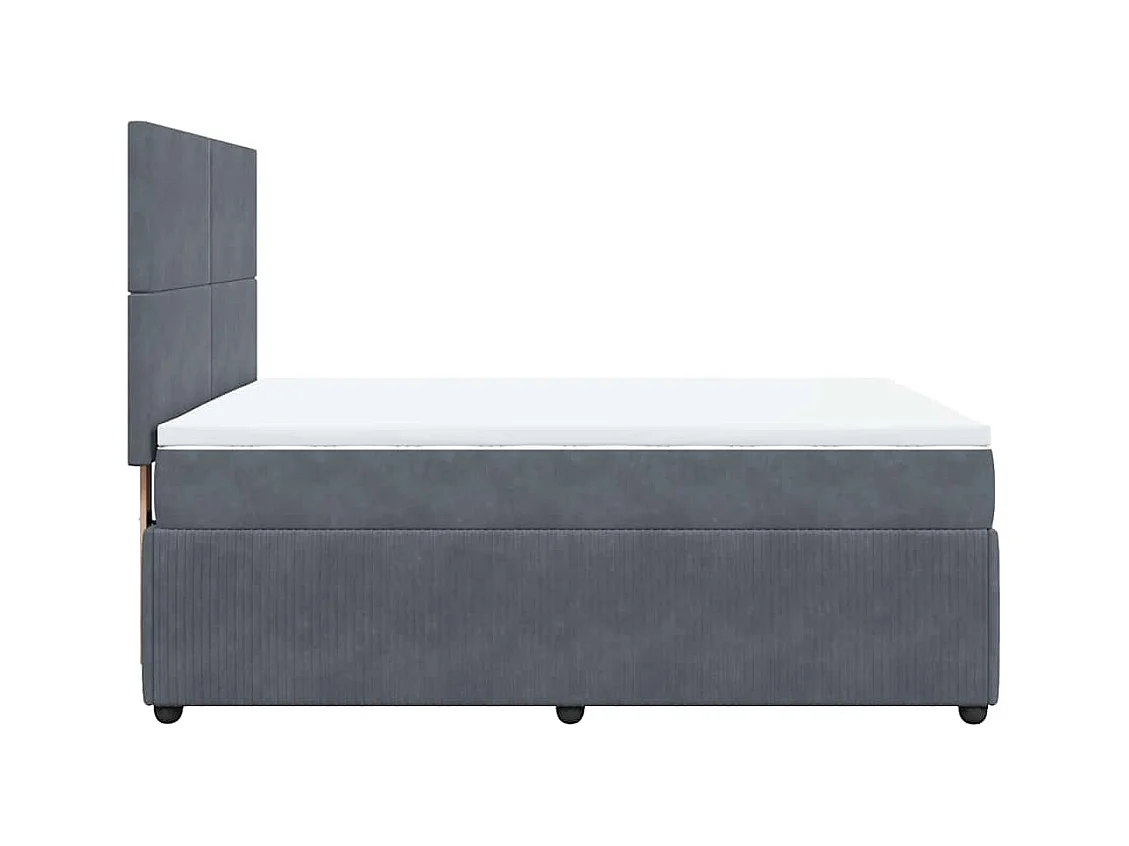 Sommier à lattes de lit et matelas Gris foncé 160x200cm Velours