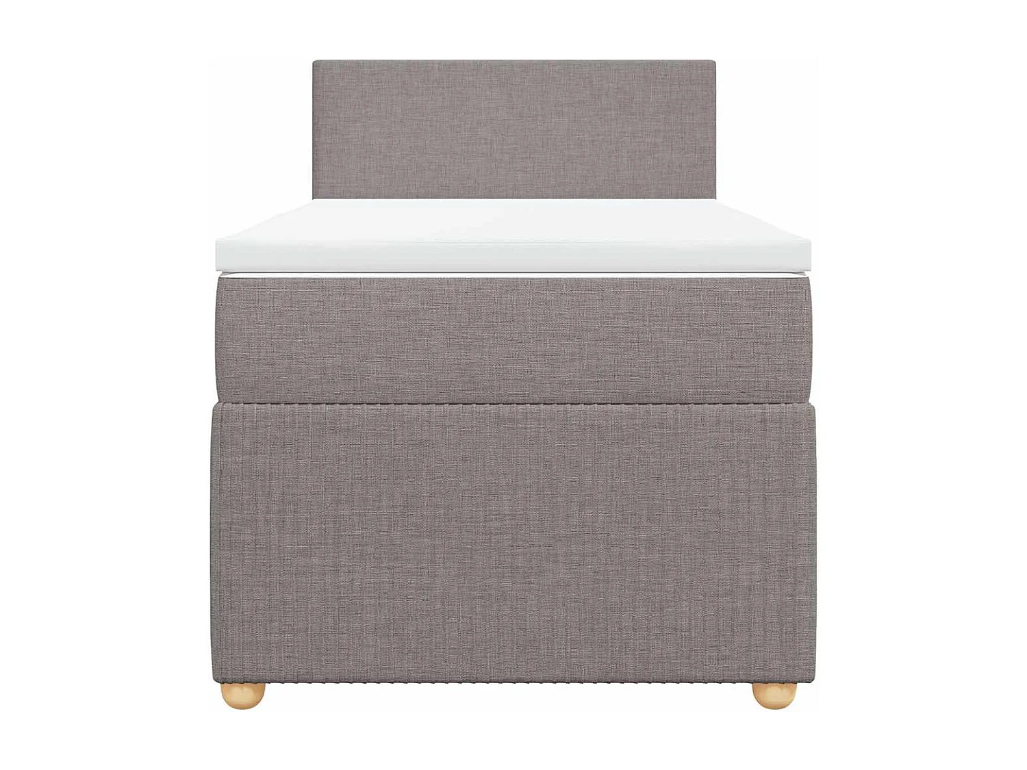 Cama box spring con colchón tela gris taupe 90x200 cm