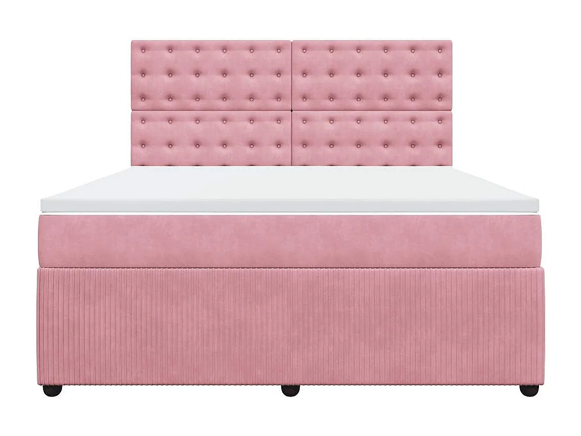 Boxspring met matras fluweel roze 180x200 cm