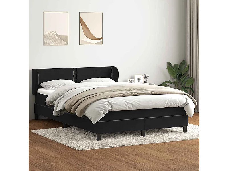 Boxspringbett mit Matratze Schwarz 160x210 cm Samt