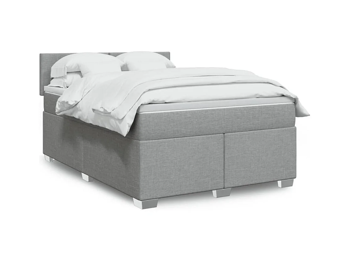 Sommier à lattes de lit avec matelas Gris clair 140x200cm Tissu