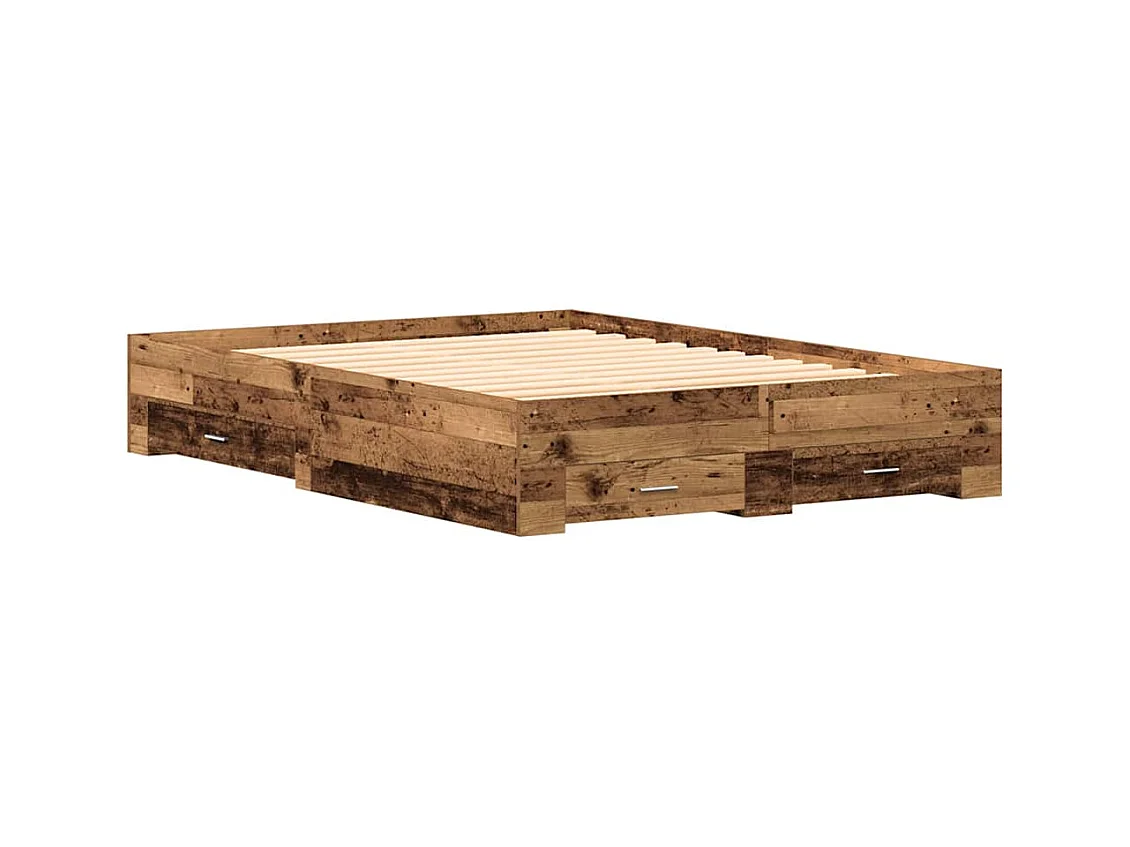 Bettgestell mit Schubladen Altholz 140 x 200 cm Holzwerkstoff