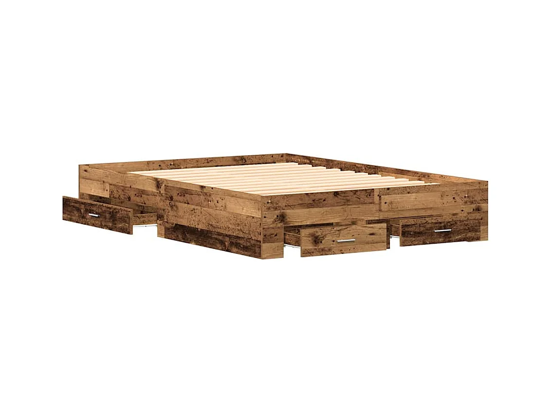 Bettgestell mit Schubladen Altholz 140 x 200 cm Holzwerkstoff