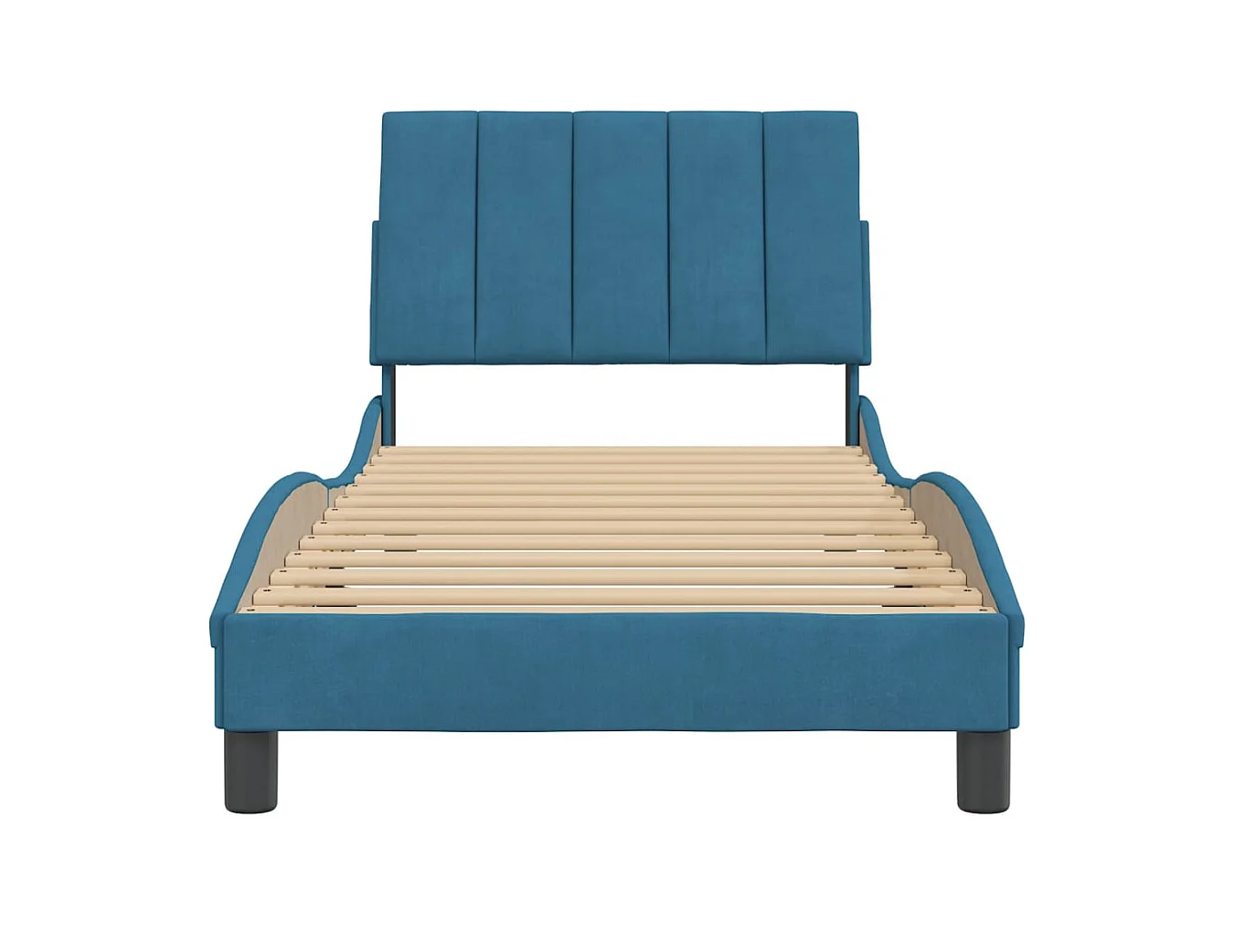 Cadre de lit sans matelas Hanko bleu 90x190 cm velours