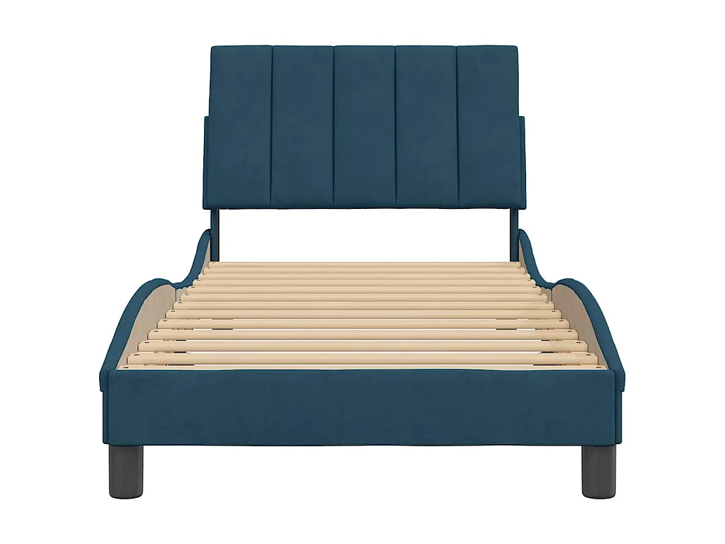 Cadre de lit sans matelas Hanko bleu 90x190 cm velours