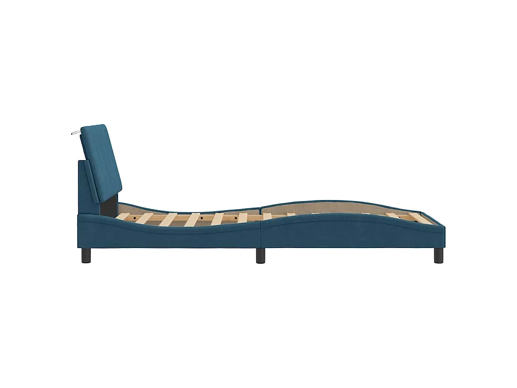 Cadre de lit sans matelas Hanko bleu 90x190 cm velours