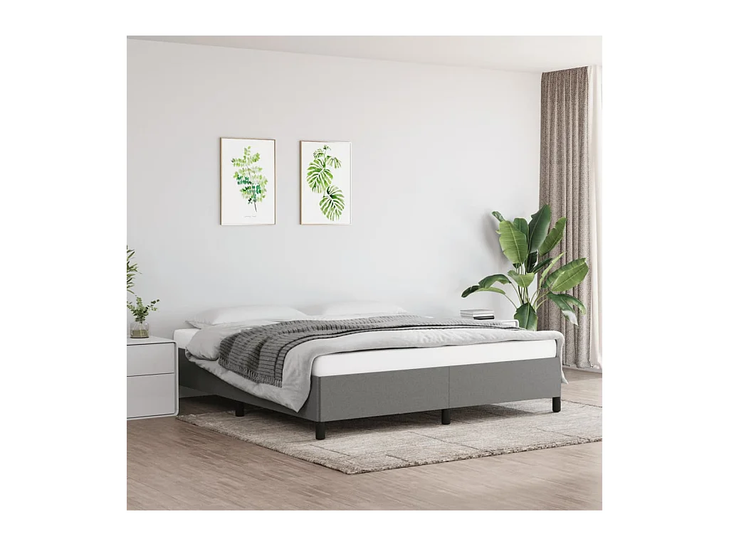 Cadre de lit sans matelas gris foncé 180x200 cm tissu