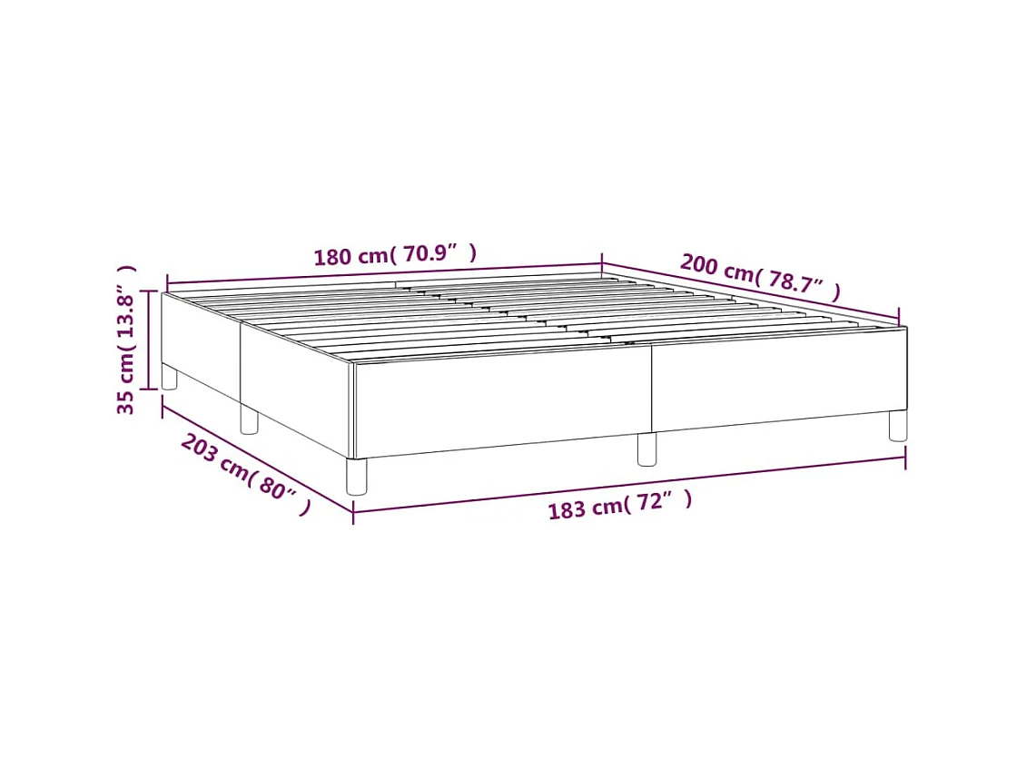 Cadre de lit sans matelas gris foncé 180x200 cm tissu