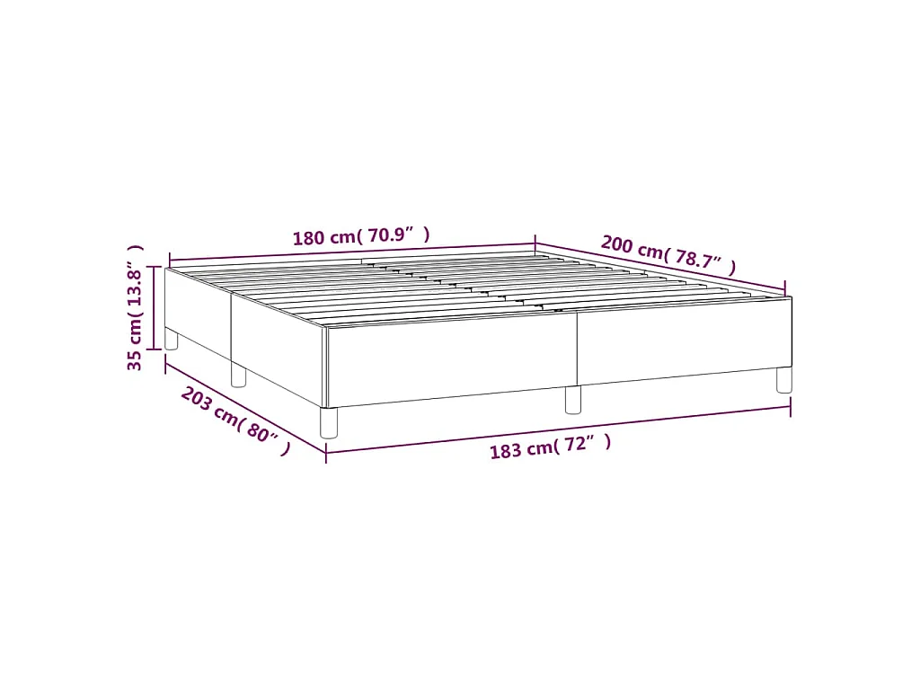 Cadre de lit sans matelas gris foncé 180x200 cm tissu