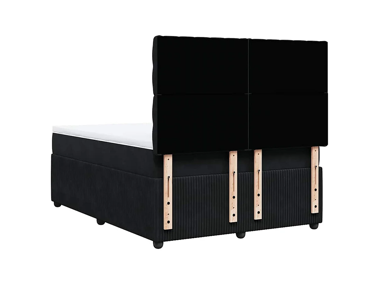 Sommier à lattes de lit avec matelas Noir 140x190 cm Velours