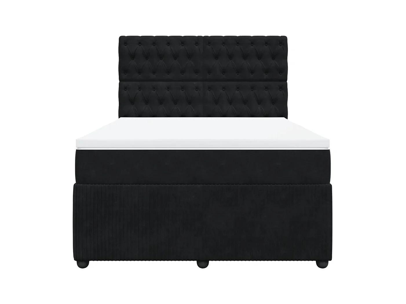 Sommier à lattes de lit avec matelas Noir 140x190 cm Velours