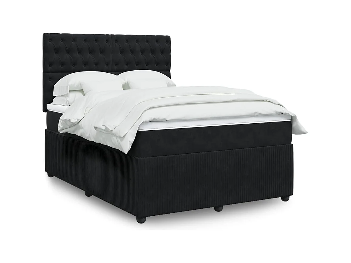 Boxspringbett mit Matratze Schwarz 140x190 cm Samt