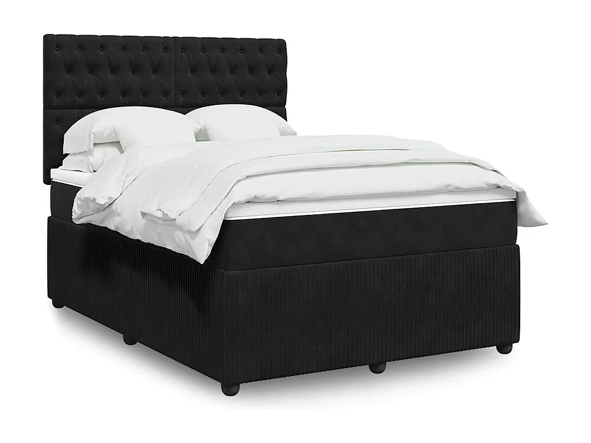Boxspring met matras fluweel zwart 140x190 cm