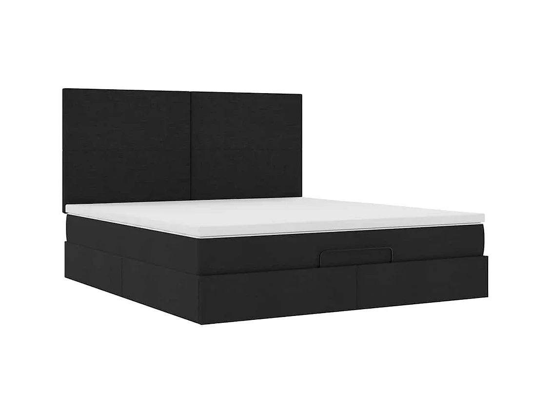 Cadre de lit ottoman avec matelas noir 180x200 cm tissu