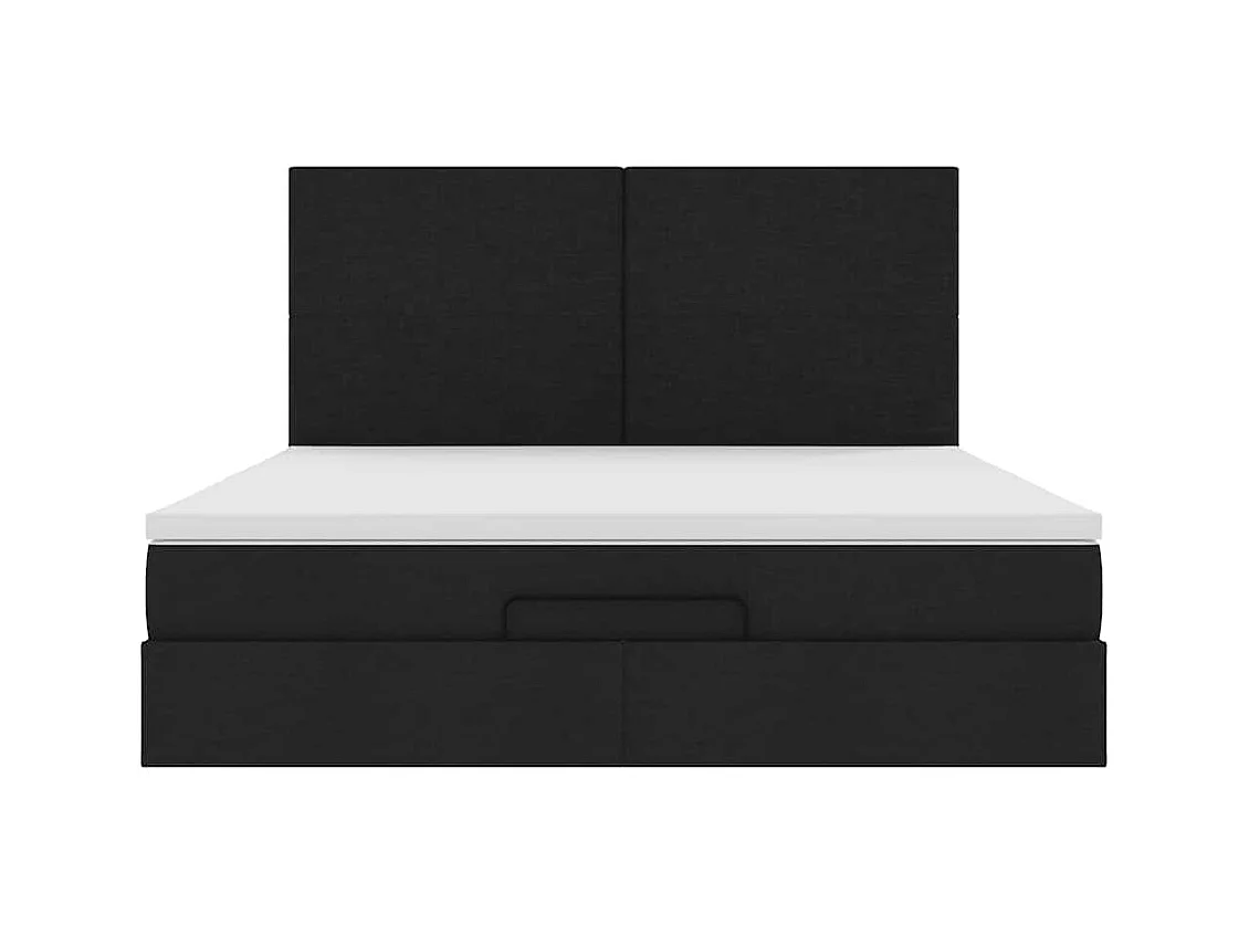 Cadre de lit ottoman avec matelas noir 180x200 cm tissu