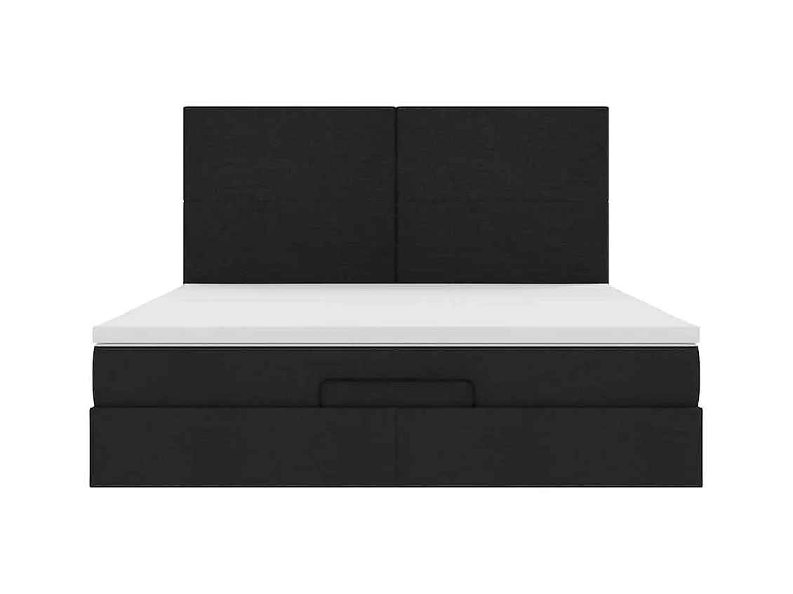 Cadre de lit ottoman avec matelas noir 180x200 cm tissu