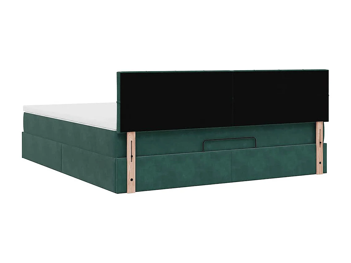 Cadre de lit ottoman avec matelas vert foncé 160x200 cm velours
