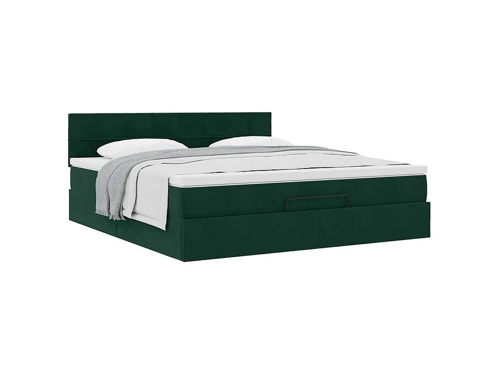 Ottoman-Bett mit Matratze Dunkelgrün 160x200 cm Samt