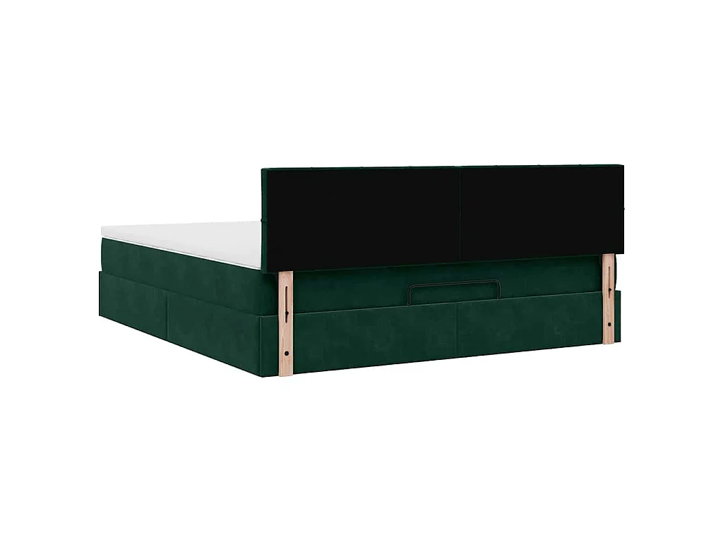 Ottoman-Bett mit Matratze Dunkelgrün 160x200 cm Samt