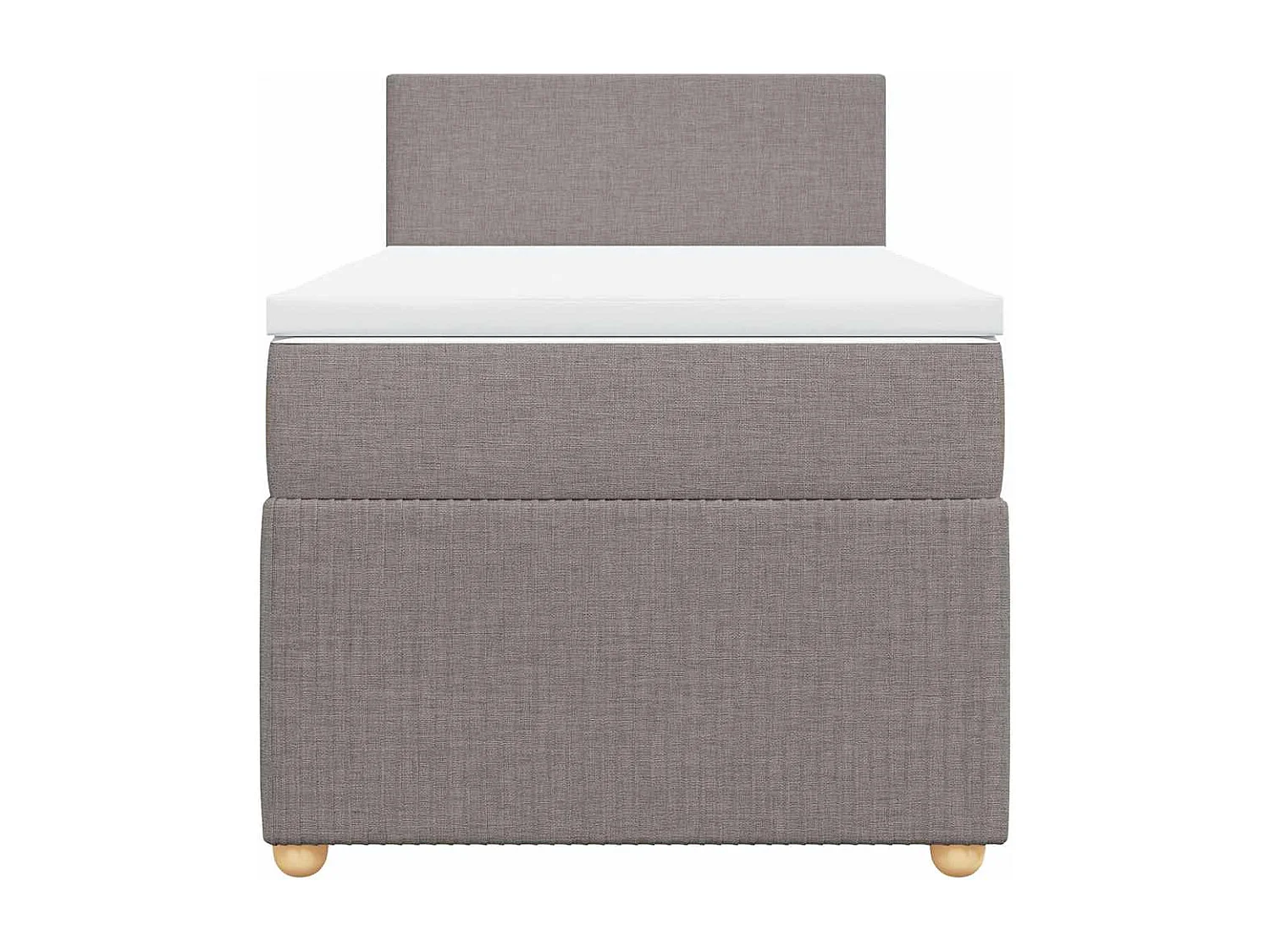 Cama box spring con colchón tela gris taupe 90x200 cm