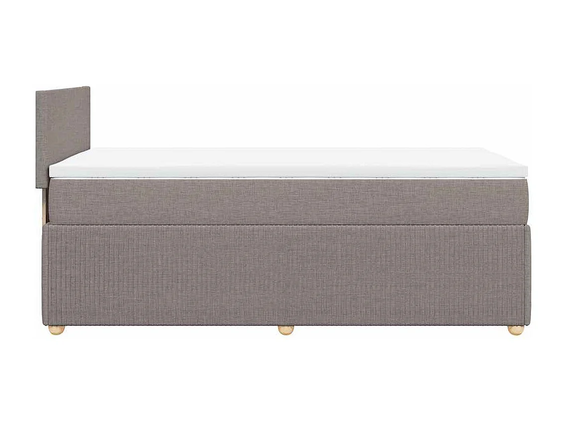 Cama box spring con colchón tela gris taupe 90x200 cm