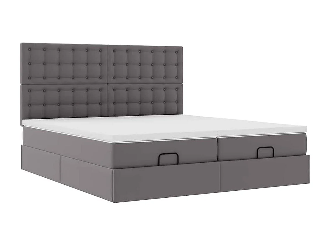 Struttura Letto Pouf con Materassi Grigio 180x200 cm Similpelle