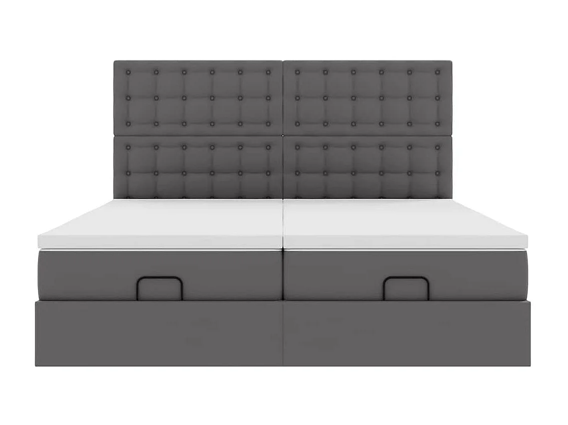 Struttura Letto Pouf con Materassi Grigio 180x200 cm Similpelle