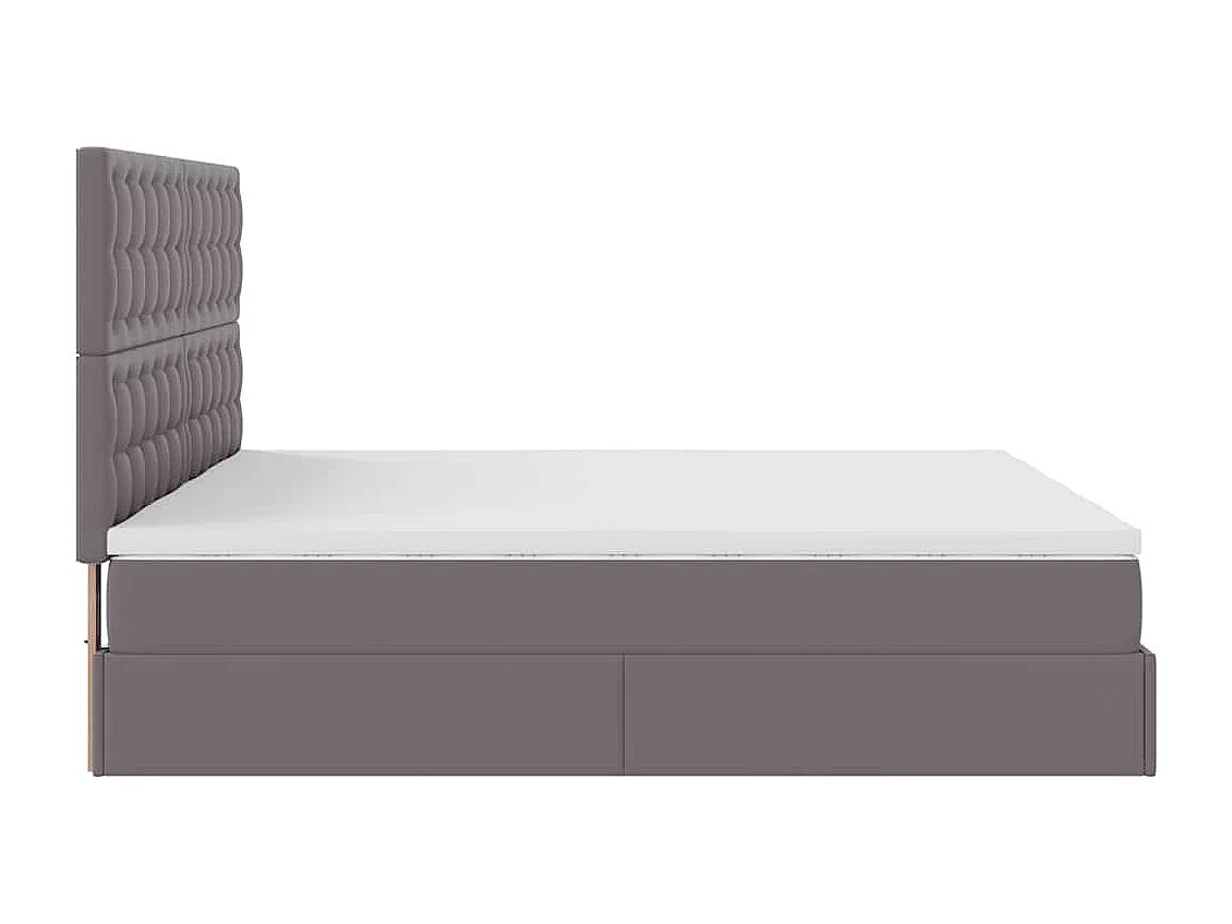 Struttura Letto Pouf con Materassi Grigio 180x200 cm Similpelle