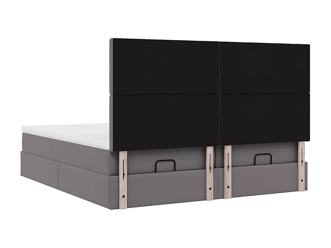 Struttura Letto Pouf con Materassi Grigio 180x200 cm Similpelle