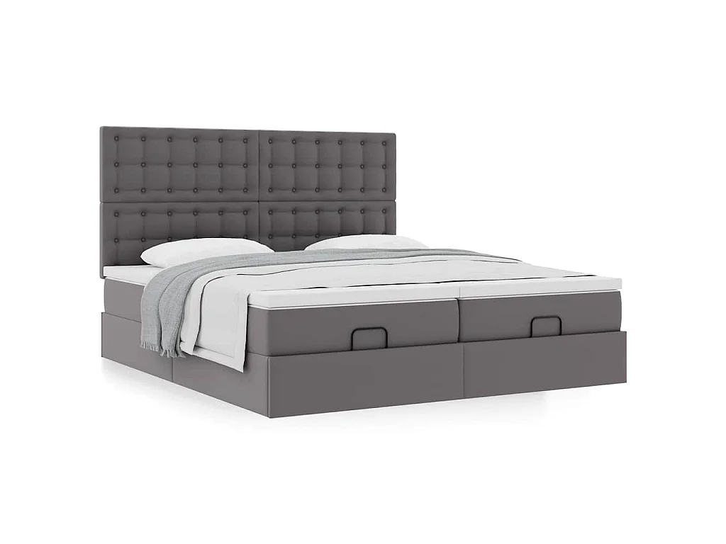 Ottoman bed met matrassen 180x200cm kunstleer grijs