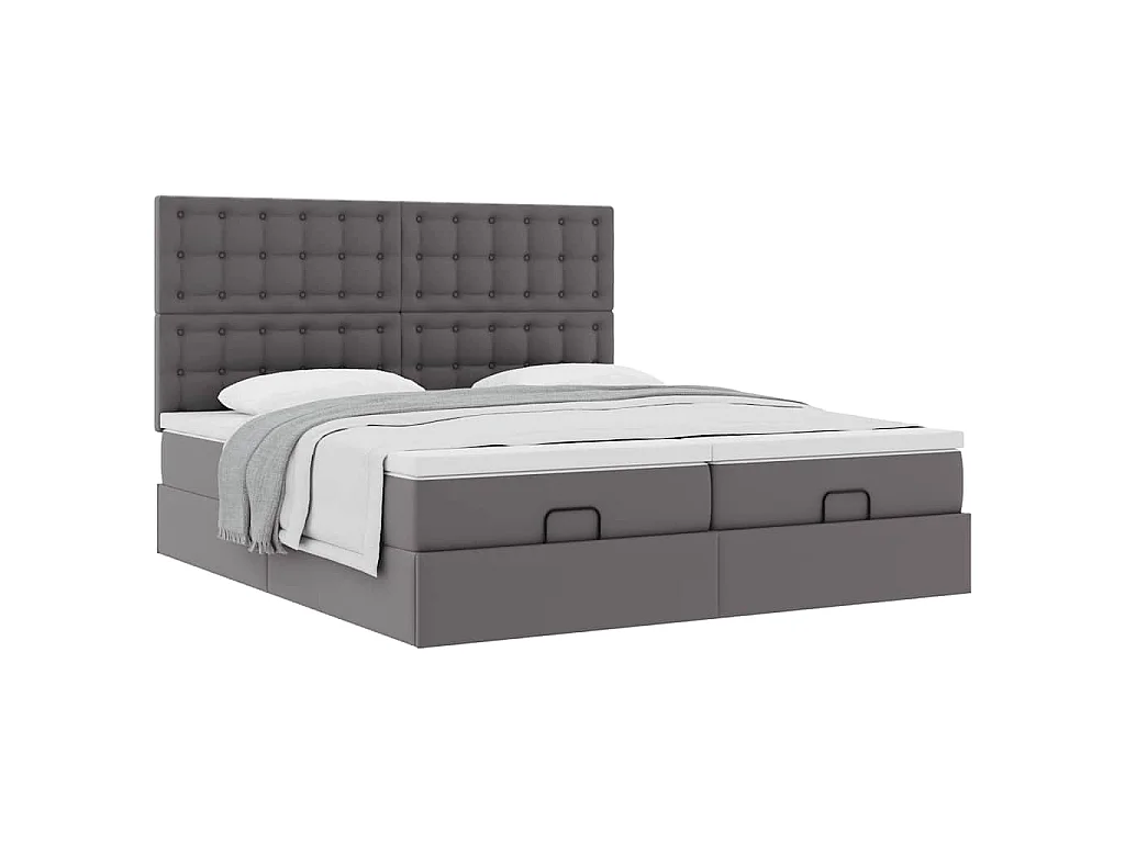 Ottoman bed met matrassen 180x200cm kunstleer grijs