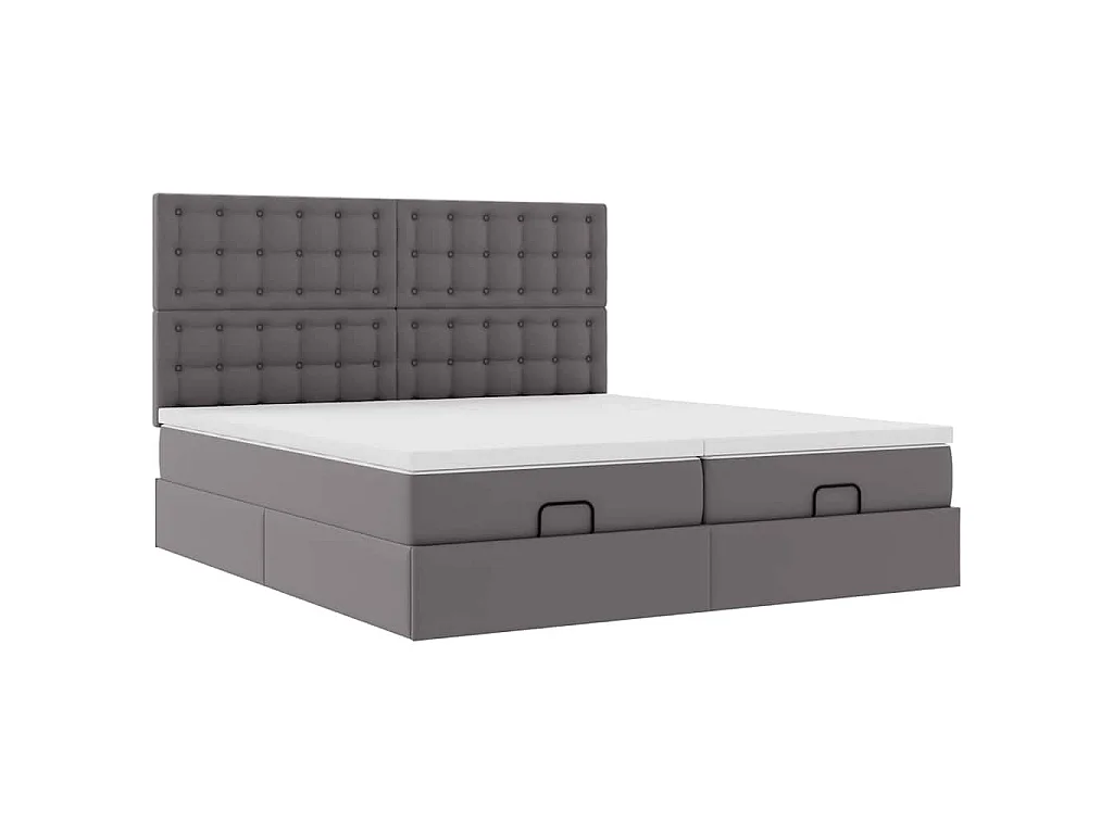 Ottoman bed met matrassen 180x200cm kunstleer grijs