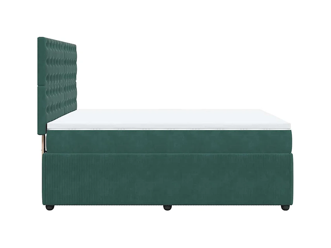 Boxspringbett mit Matratze Dunkelgrün 140x190 cm Samt