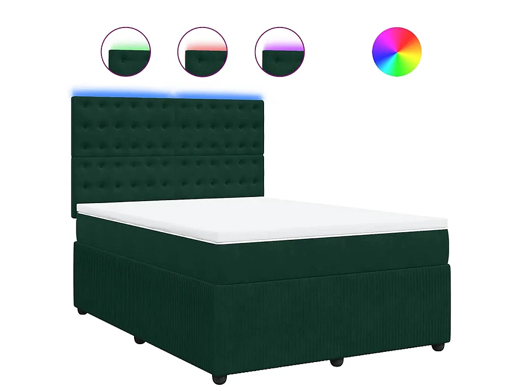 Giroletto a Molle con Materasso Verde Scuro 140x190 cm Velluto