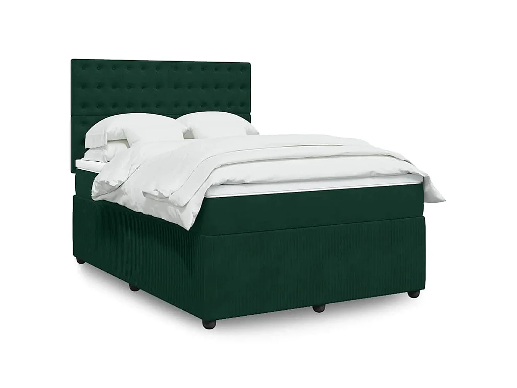 Giroletto a Molle con Materasso Verde Scuro 140x190 cm Velluto
