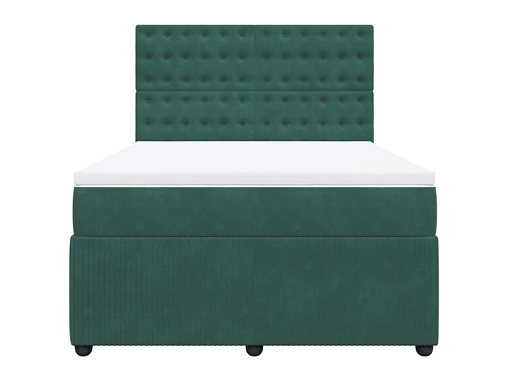 Giroletto a Molle con Materasso Verde Scuro 140x190 cm Velluto